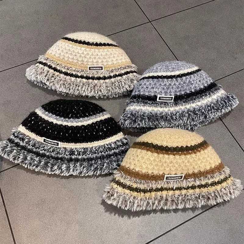 Womens Winter Fleece Bucket Hat Thickened Knit Beanie with Pom Slouchy Fisherman Hat for Cold WeatherXJ250910