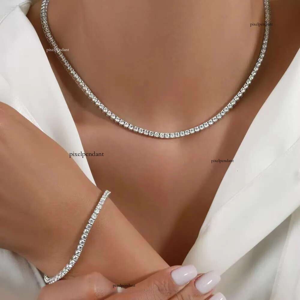 Factory Price VVS Fine Jewelry 2mm-6.5mm Wide in Stock S Sier GRA Moissanite Tennis Chain Necklace