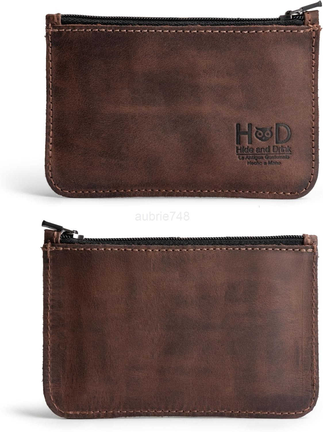 Zippered Wallet Card Case Folded Bills Storage Coin Organizer Travel Accessories Full Grain Leather Handmade Bourbon BrownZ250910