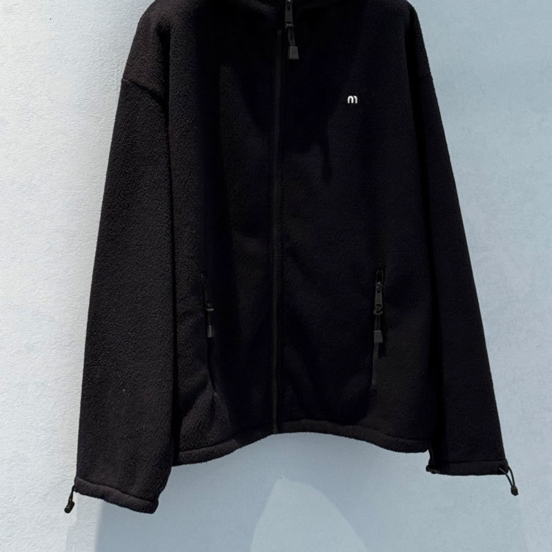 Women's Wool Blend Fleece Zip Up Coat Y2K Designer Elegant Casual Retro Stand Collar Long Sleeve Jacket Two Colors Letter Embroidery Chic Luxury 