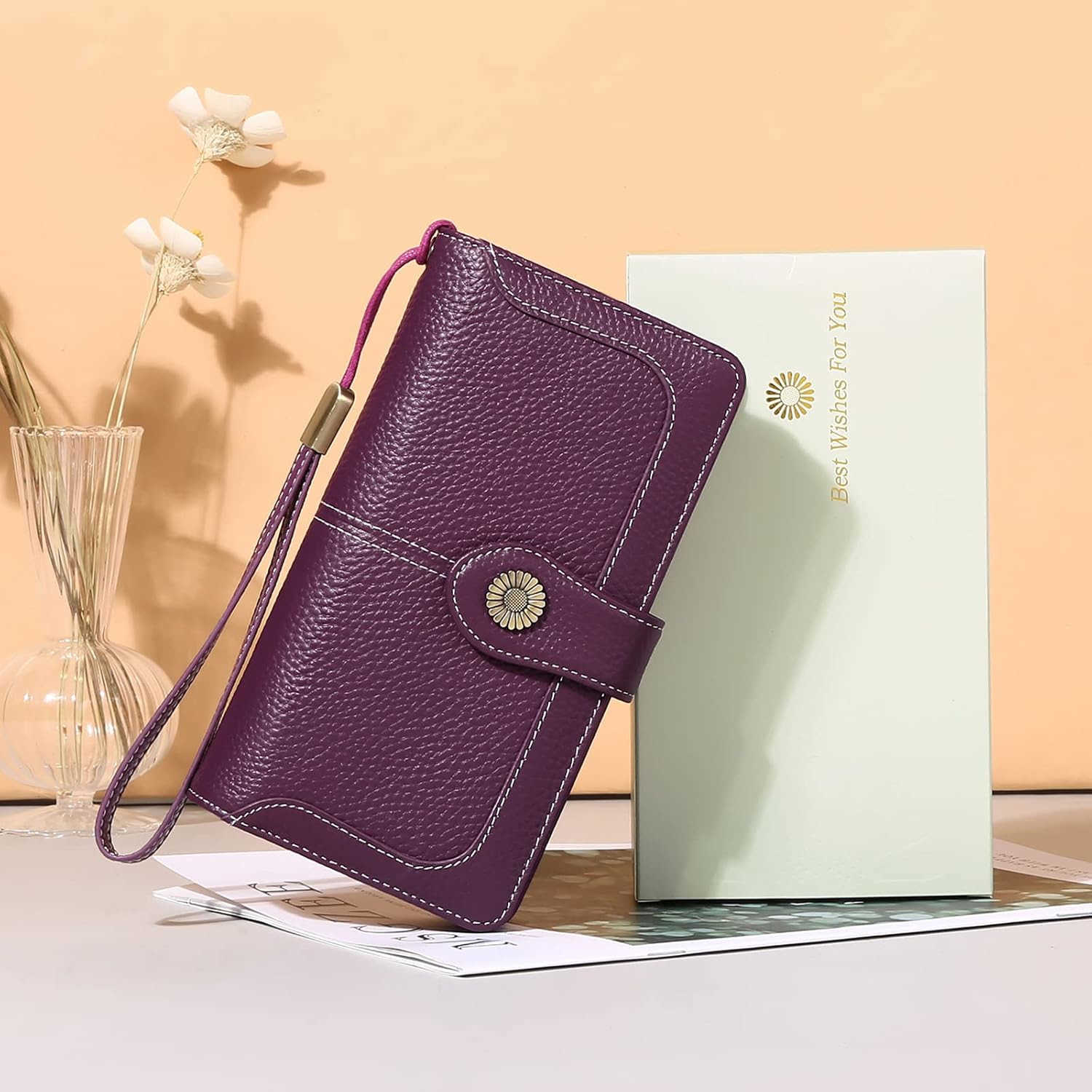 Women Genuine Leather Wallet Large Capacity Bifold RFID Blocking Card Holder with Zipper Coin PocketZ250910
