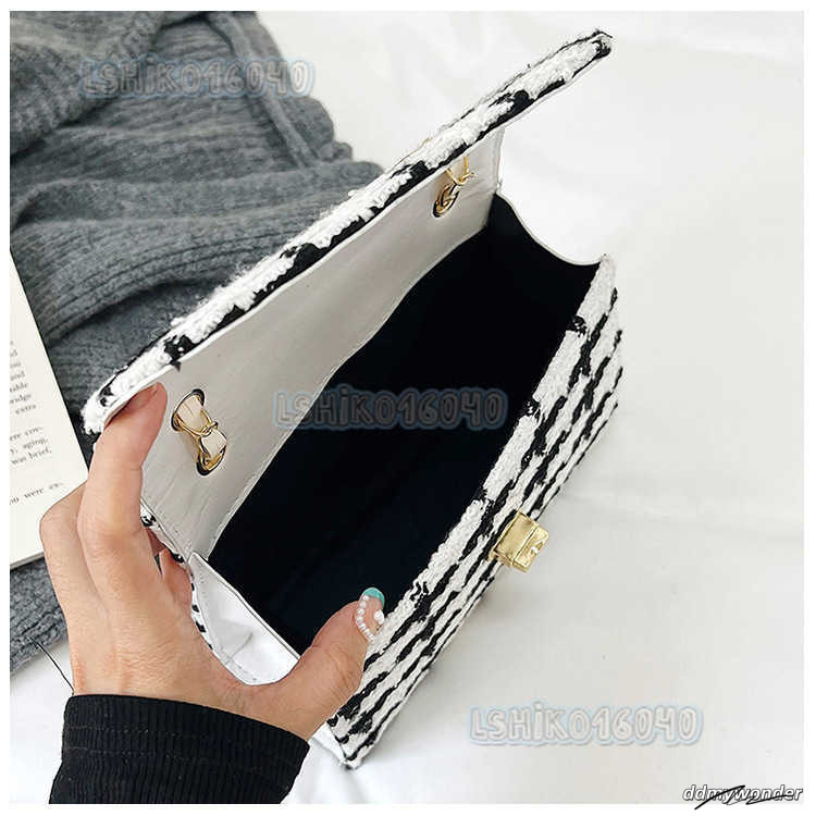 2024 Spring And Autumn New Style Woolen For Women Fashion Trendy Chain Textured Single Shoulder Crossbody Small Square Bag H250808