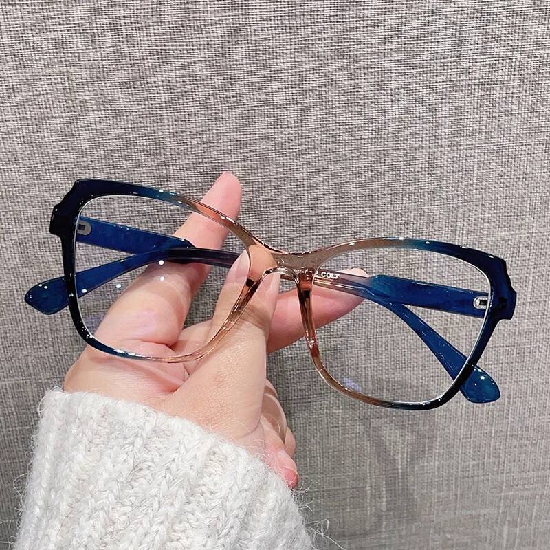 Elegant Women Brand Computer Gradient Irregular Big Frame Reading Glasses Anti Blue Light Prescription Eyeglasses ddmythur