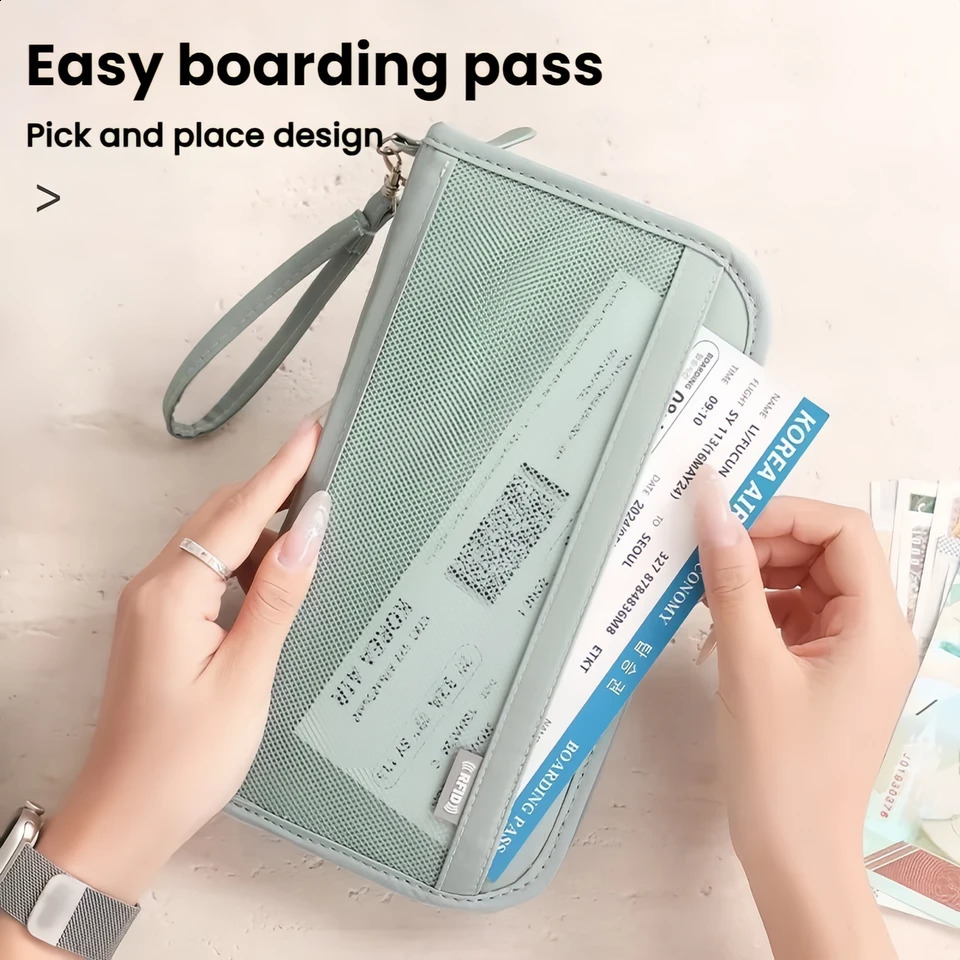 Boarding Passport Ticket Organizer Secure passport wallet with multiple card slots and quick scan ID RFID blockingtan250906