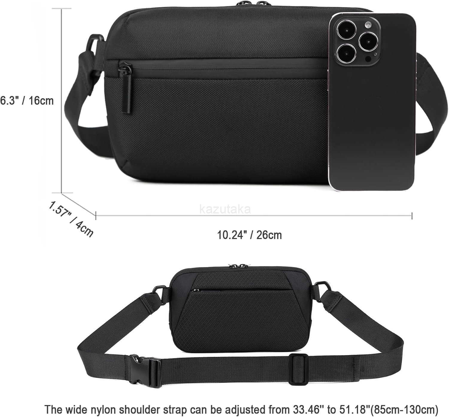 Crossbody bag Small Sling Bag Fanny Packs for Men WomenCross Body Fashion Waist PacksPhone Chest Shoulder Pack Black Belt Bag with Adjustable Strap Bl