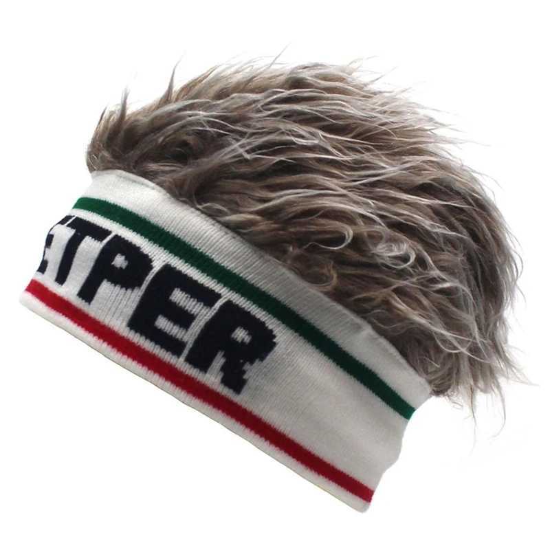 Funny Wig C Elastic Knitted Beanies Hat Hair Integrated Hip Hop Hats Men Fashion Street Cs Colorful Slouchy Headband CoolXJ250910