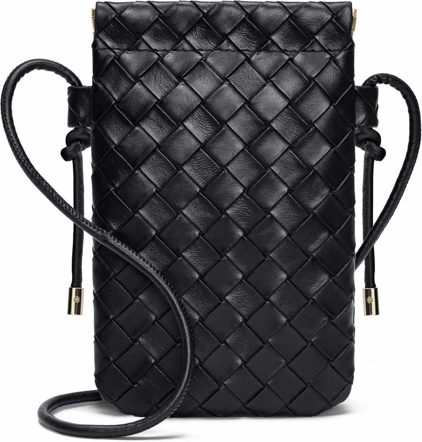 Crossbody Bag for Women with SelfClosing Lock Woven Leather Cell Phone Purse with Adjustable Shoulder Strap Small Portable Womens Crossbody Purse with