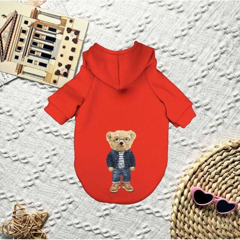 designer brand Pet Trend Cartoon Bear Print Autumn And Winter New Milk Silk Cat dog Warm Hoodie