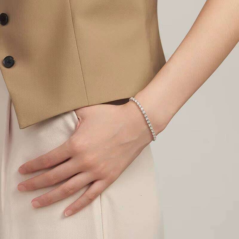 S Sterling Sier Moissanite Tennis Bracelet European and American Fashion Versatile Ins Style High-end Shining Jewelry