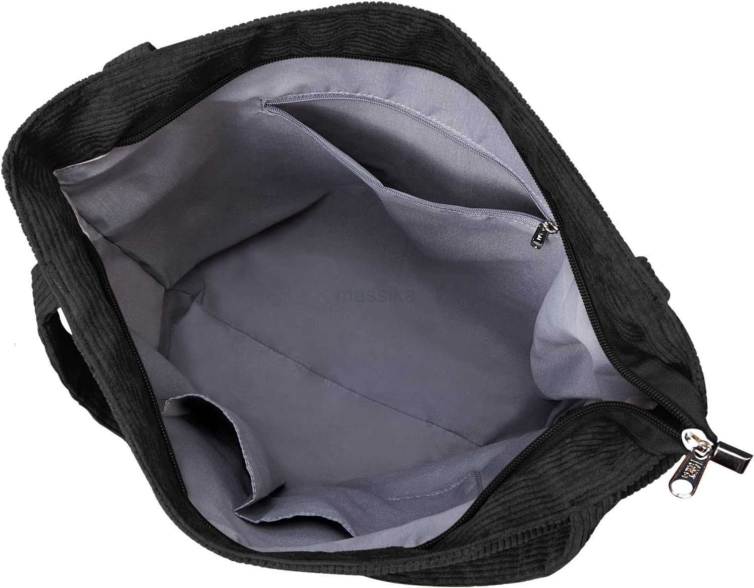 Women Corduroy Tote Bag Zipper Casual Totes Handbag Big Capacity Shoulder Bag with Pockets M250910