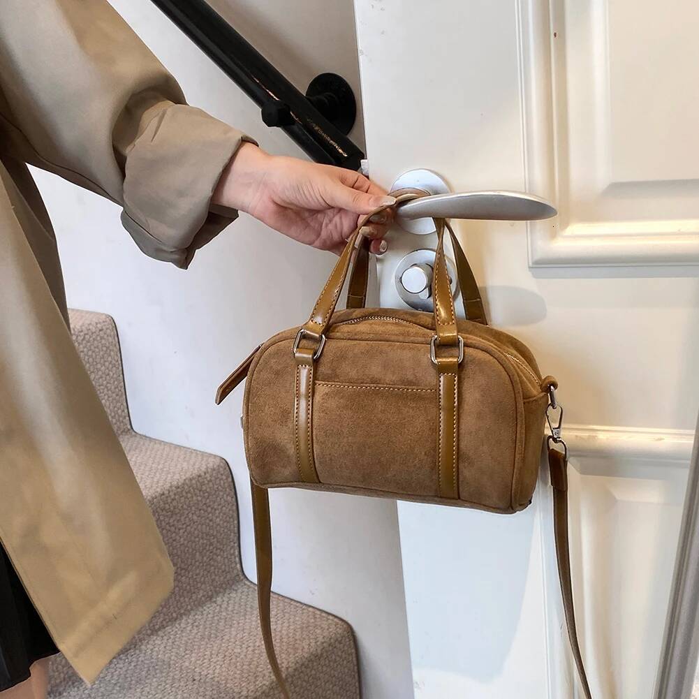 Suede Adjustable Shoulder Strap Handbag Women s Shoulder Bag Patchwork Versatile Pillow Bag Frosted Leather Casual Fashion Designer Bag Travel Bag