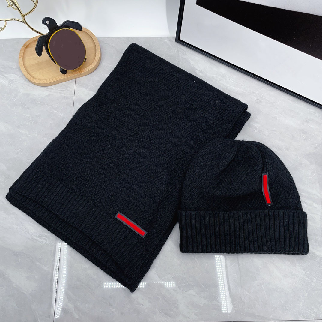 Luxury Designer head scarf and hat winter women wool scarf cashmere thick shawl men soft sjaal long wool cashmere shawl Headscarf fringe fashion classic Glove Sets