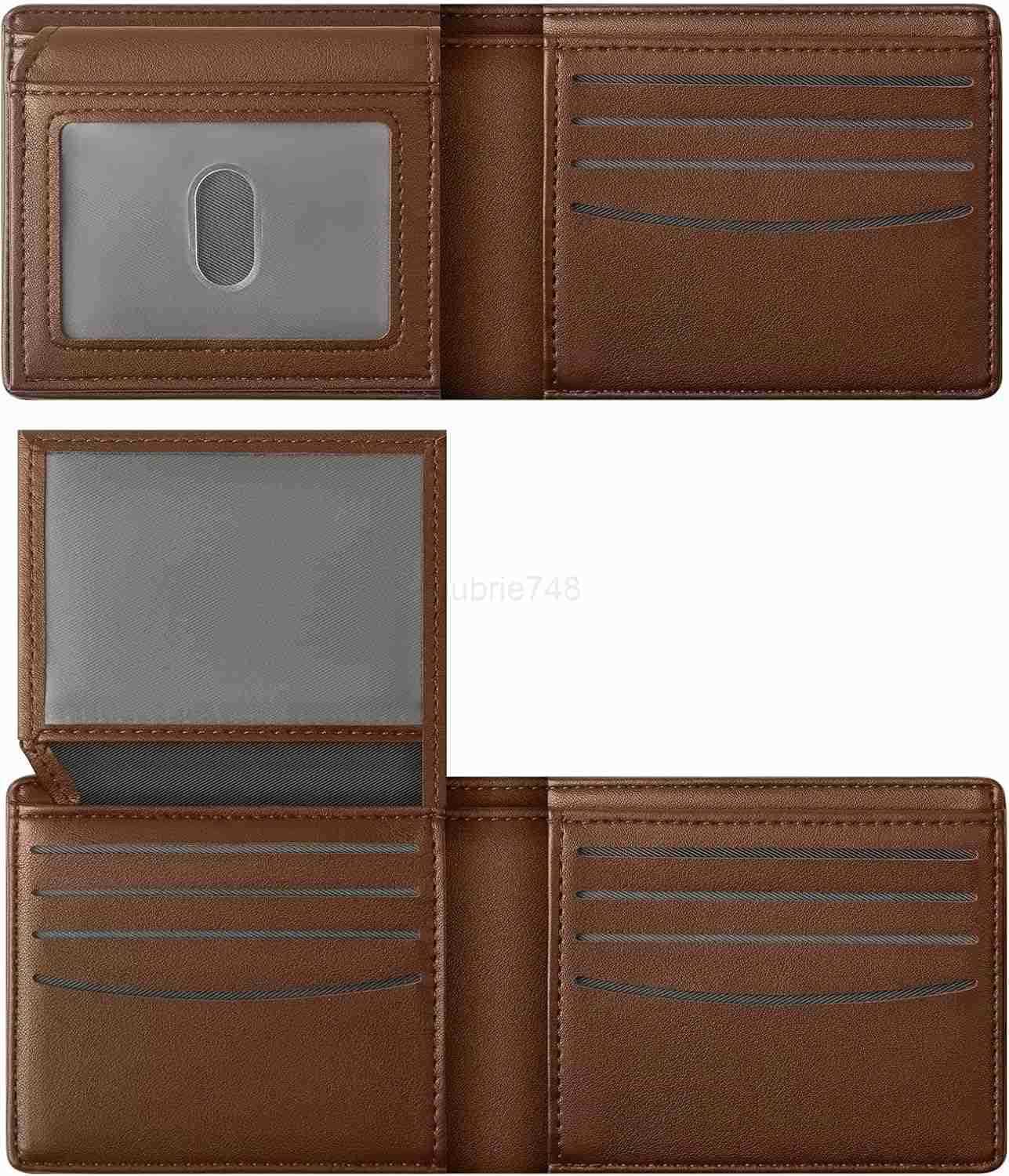 Wallet For Men RFID Blocking Coffee Wallets Bifold Faux Leather Card Holder Front Pocket Mens Accessories With Gift BoxZ250910