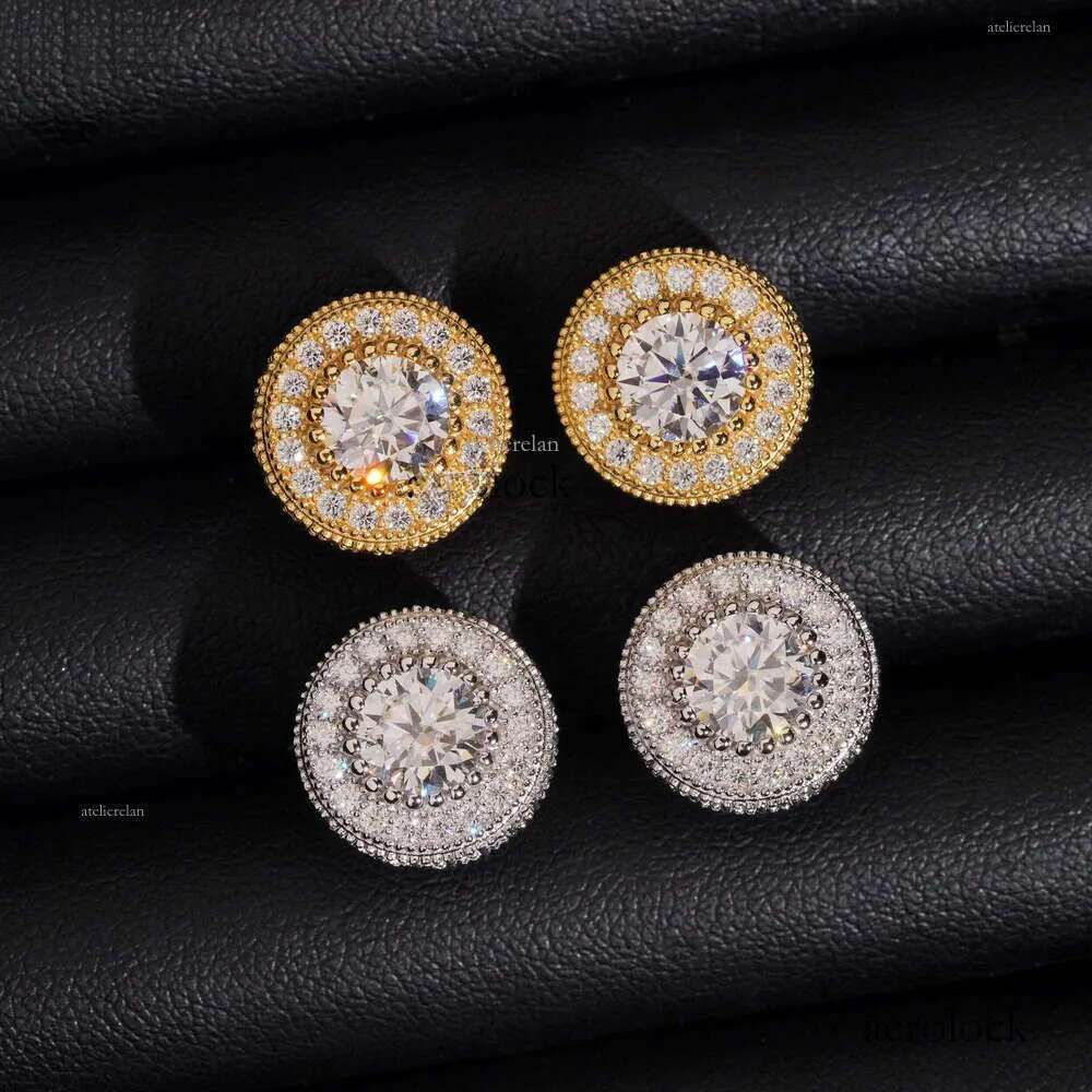 New Style Unisex 1ct D Color Pure Sier with Moissanite Hip-Hop Stud Earrings