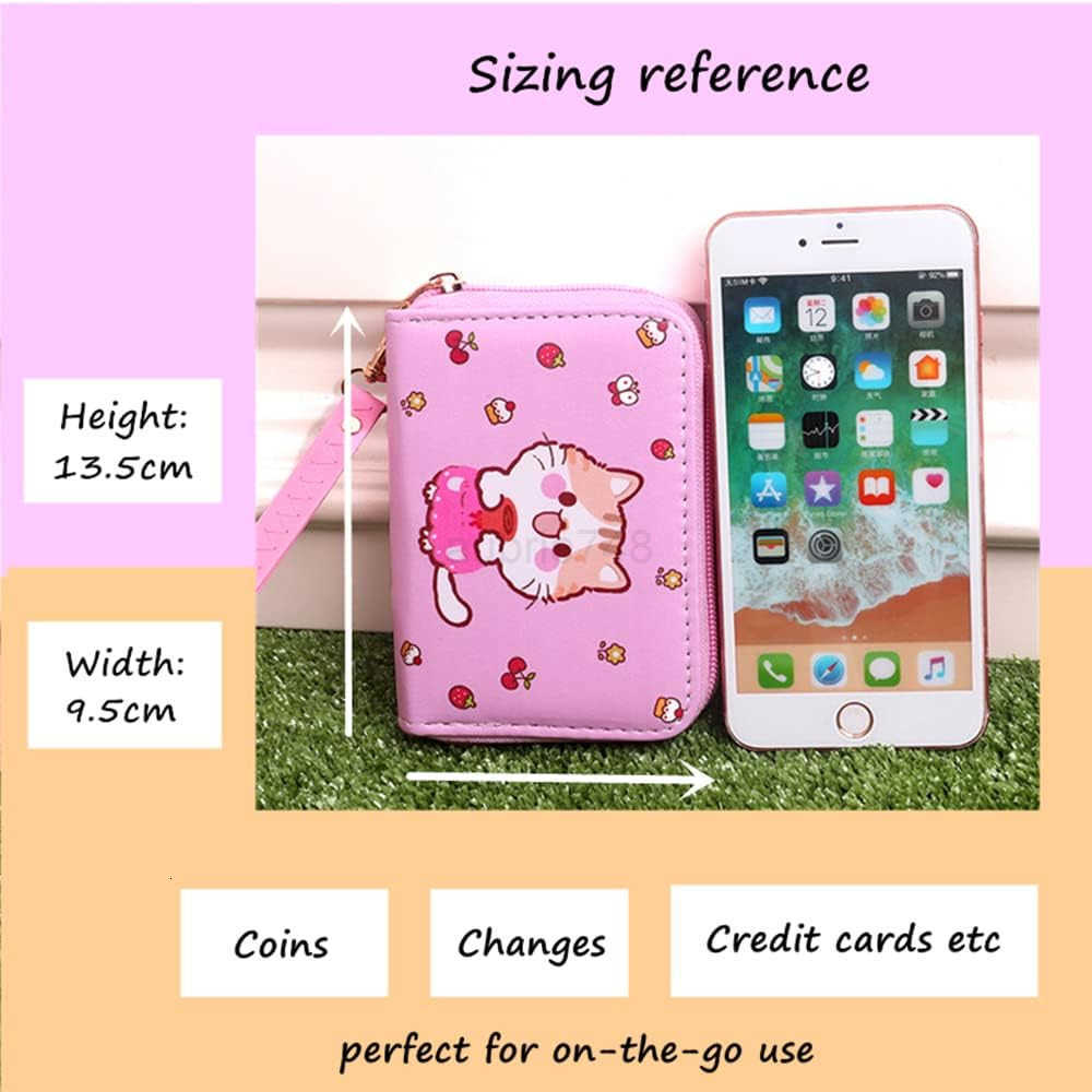 girls Kitty CAT Wallet With Strap Cute Cartoon Coin Purse and Small Pink Pouch for Little girlsZ250910