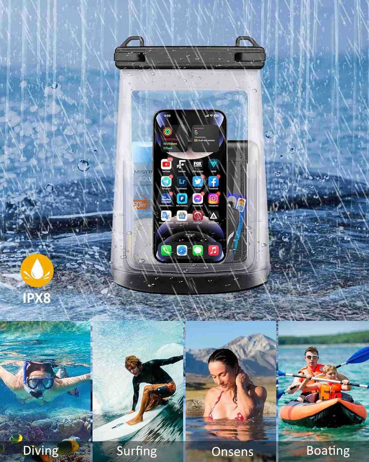 12L Waterproof Phone Pouch for iPhone 16 15 14 11 Pro Max S24 S21 Floating Large Capacity Dry Bag Stores Sunscreen Sunglasses Oversized Waterproof Bag
