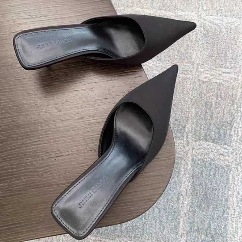 Shoes Female 2025 Brand Slingbacks Womens High Heels Fashion Dress Pumps Women Pointed Toe Thin Heel Plus Size Womens Slippers W250910