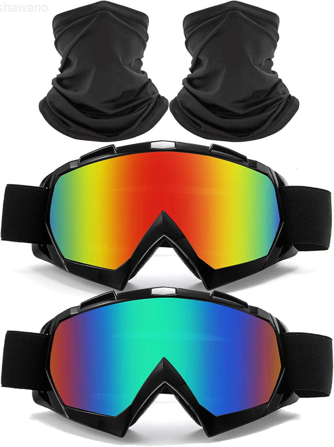 2Pcs Motocross Goggles with Neck Gaiter Dirt Bike ATV Racing Ski Motorcycle Goggles Cycling Glasses for Outdoor SportW250910