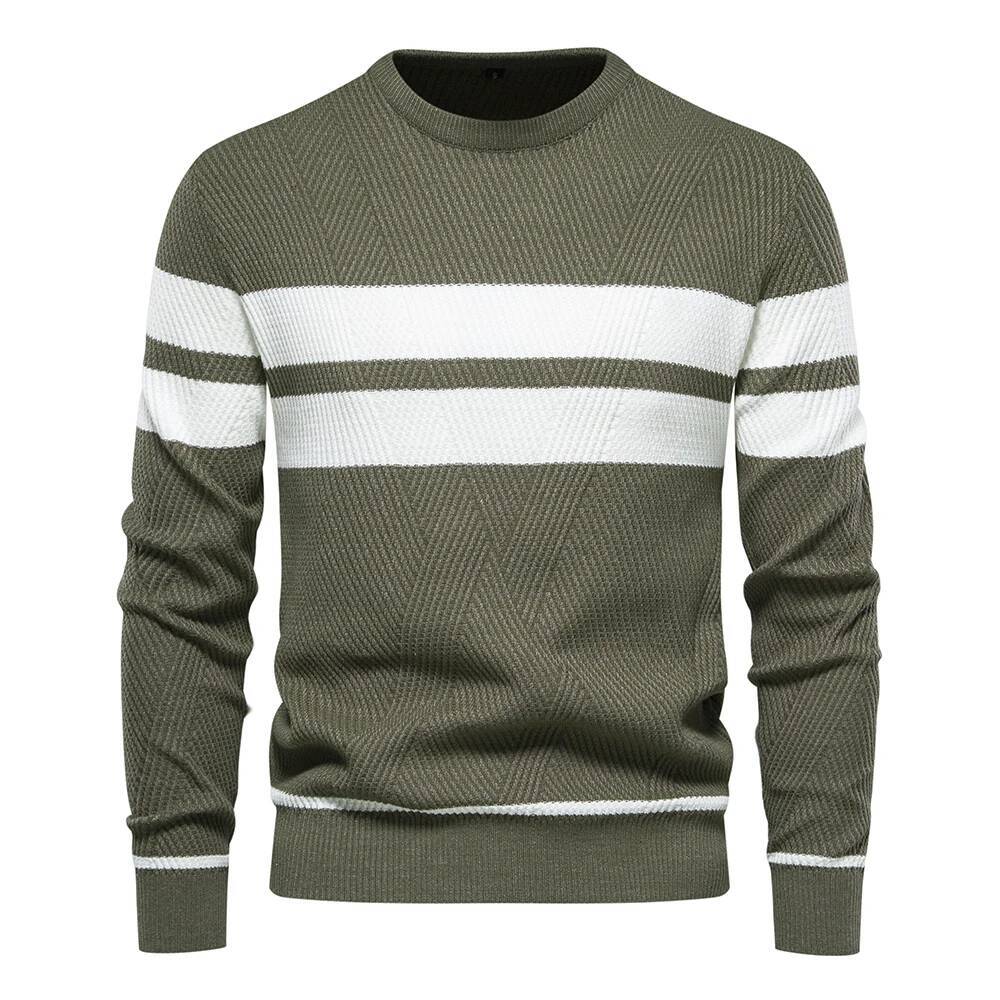 New Autumn Pullover Men's O-neck Patchwork Long Sleeve Warm Slim Sweaters Casual Fashion Sweater Men Clothing dongdumaoyi