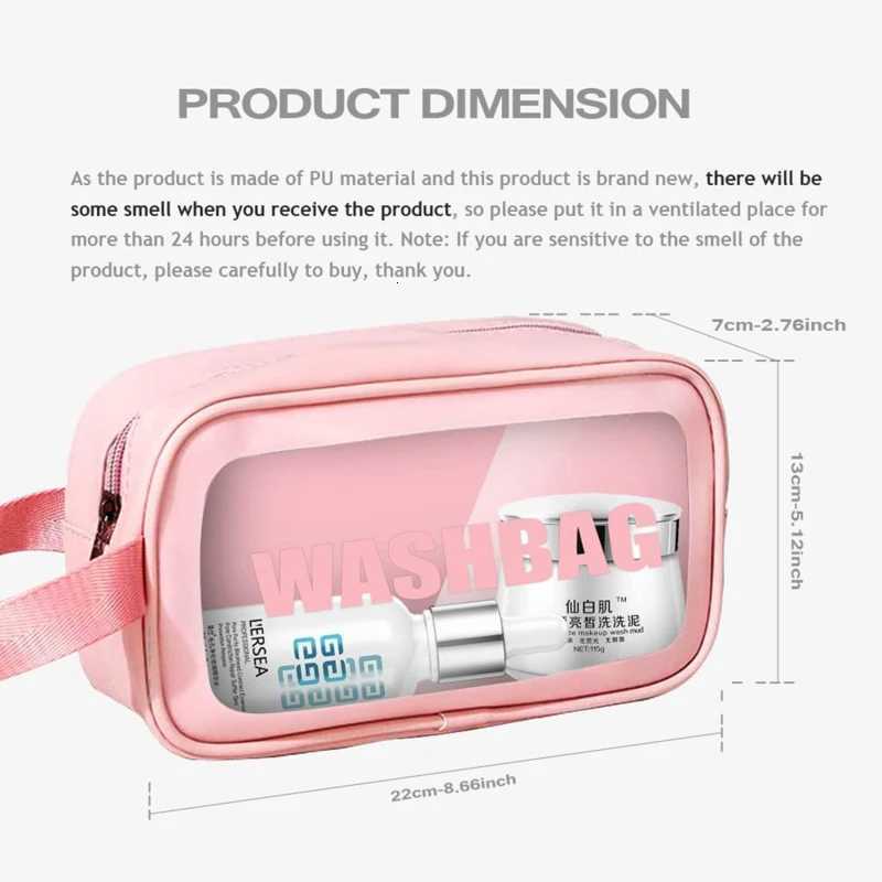 PVC Portable Travel Cosmetic Bag Storage Bag Large Capacity Wash Bag Waterproof Beauty Case Makeup Organizer Female TransparentXJ250910