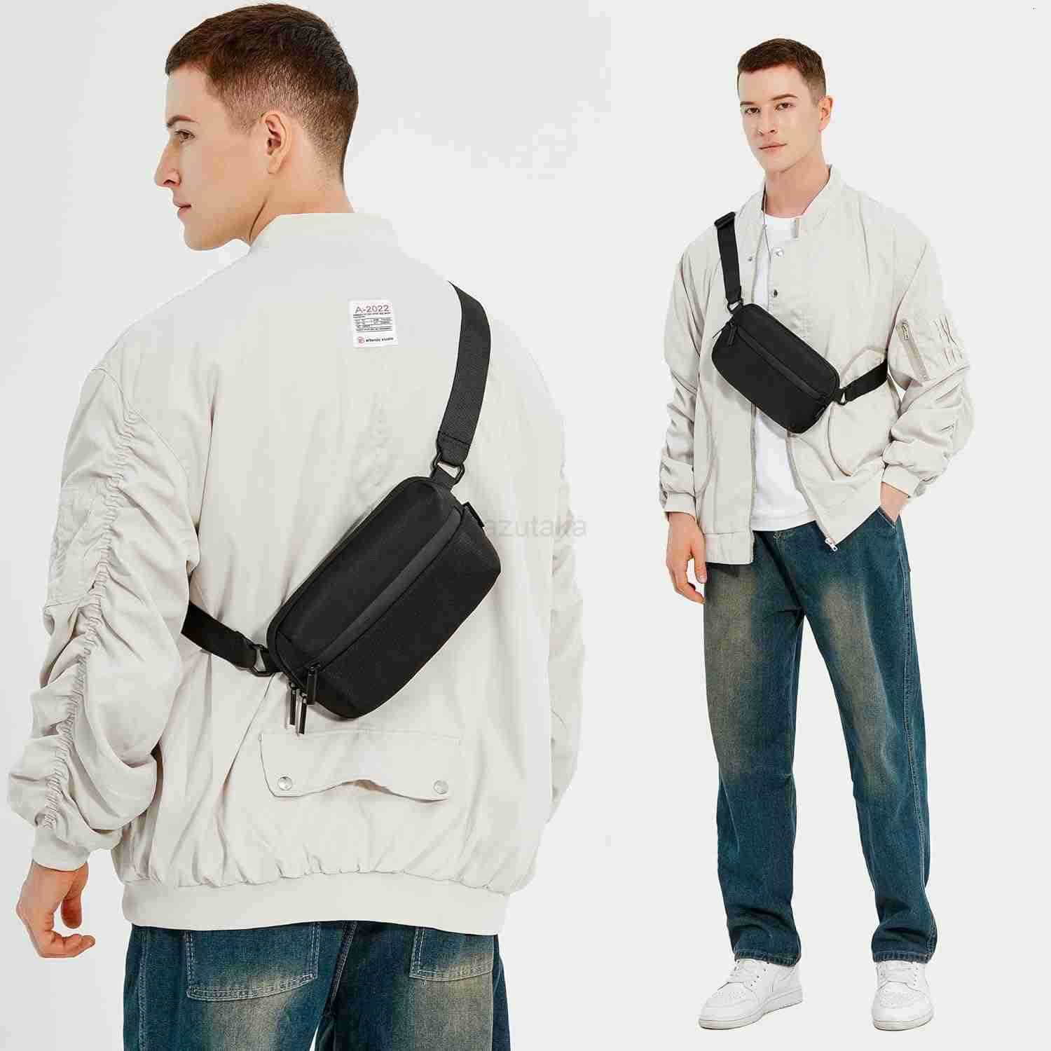 Crossbody bag Small Sling Bag Fanny Packs for Men WomenCross Body Fashion Waist PacksPhone Chest Shoulder Pack Black Belt Bag with Adjustable Strap Bl