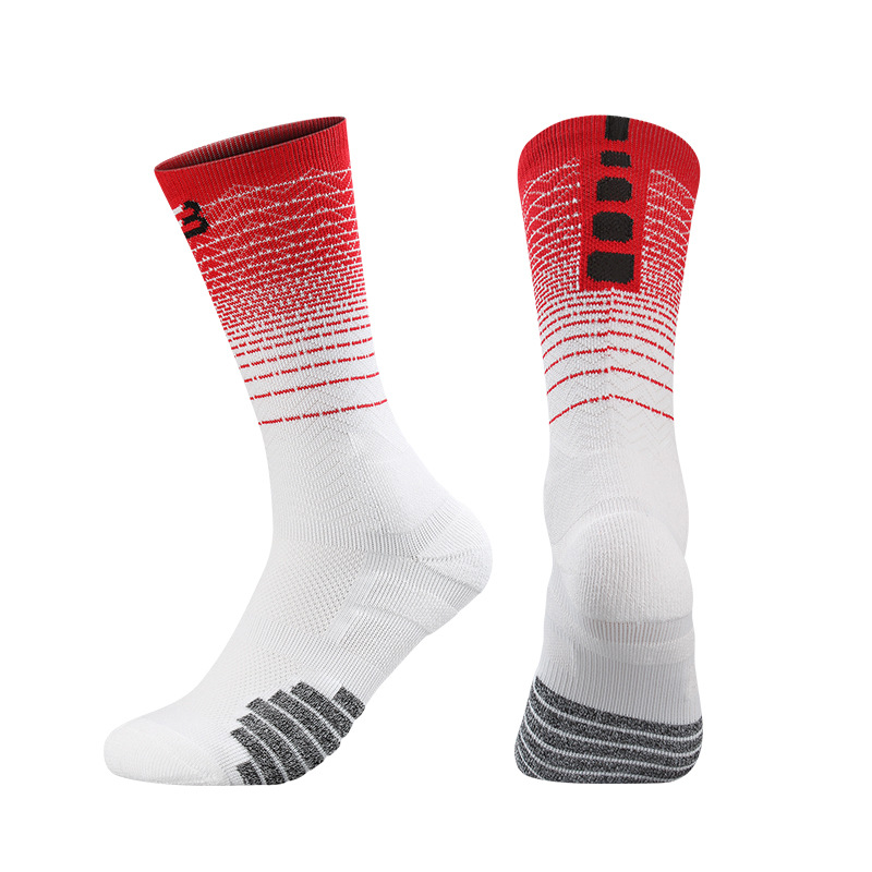 Adult mid-barrel elite basketball socks with thicker towel bottom stockings