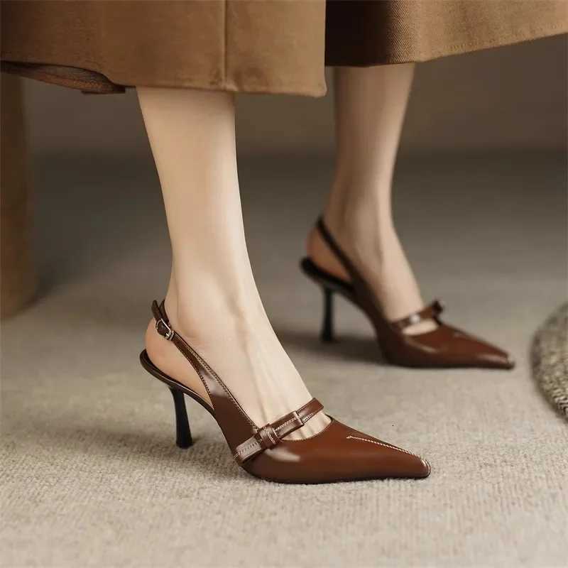 Womens Sandals 2025 Fashion Elegant Sexy Ladies Shoes Buckle Strap High Heels New Office and Career Retro Closed Toe Sandals W250910