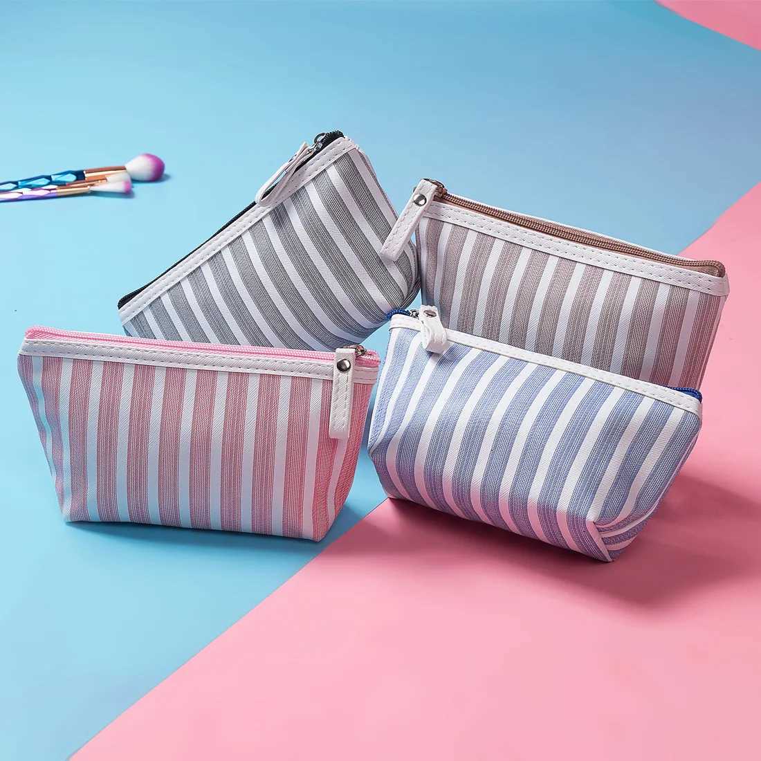 New Hot Make Up Pouch Travel Striped Printed Cosmetic Bag Toiletry Organizer Purse Travel Portable Storage Bag HandheldXJ250910
