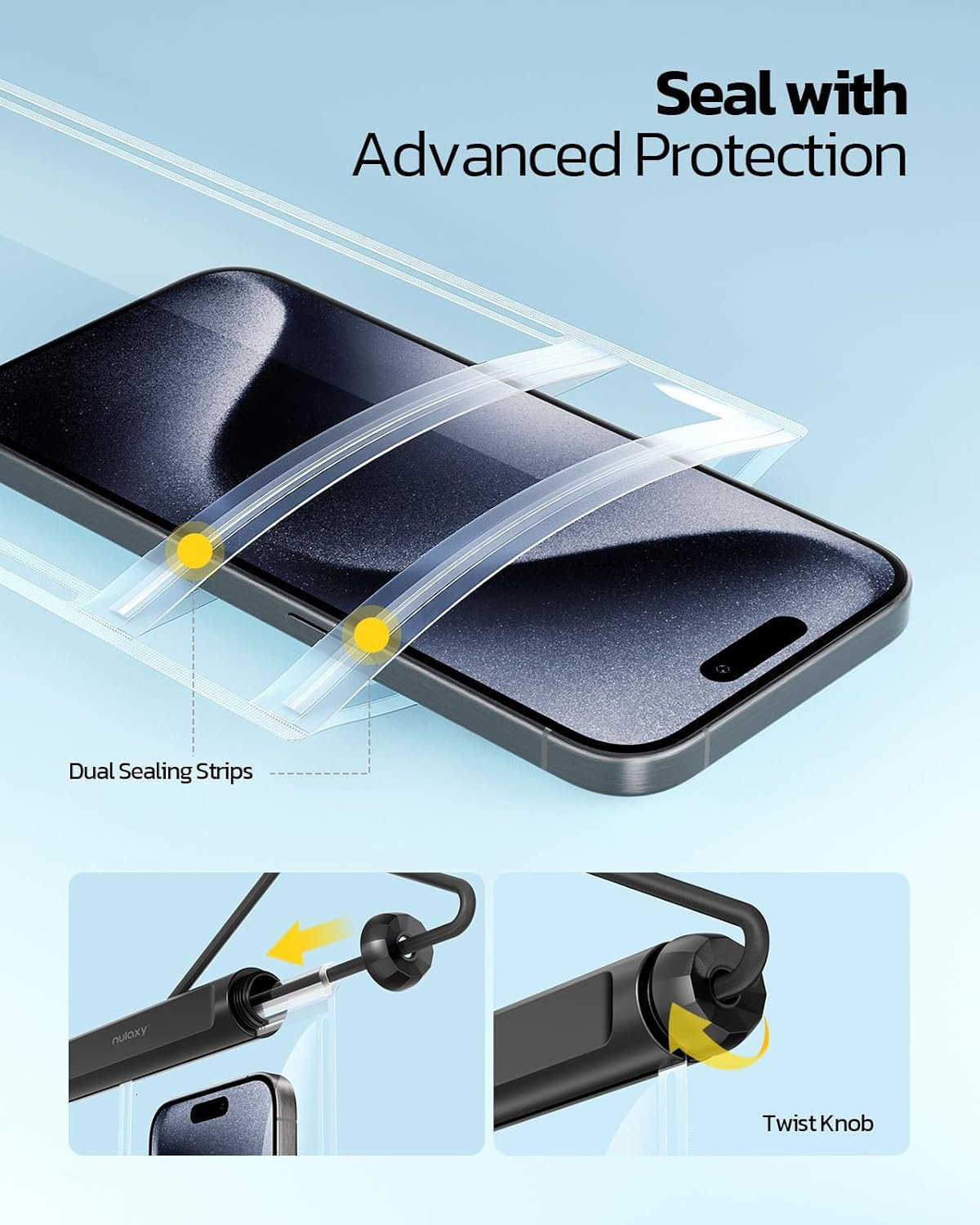 2 Pack IPX8 TPU Waterproof Phone Pouch Double Sealing Cell Phone Dry Bags with Lanyard Fit up to 75 Devices Protector Case for iPhone 15 14 13 12 11 P
