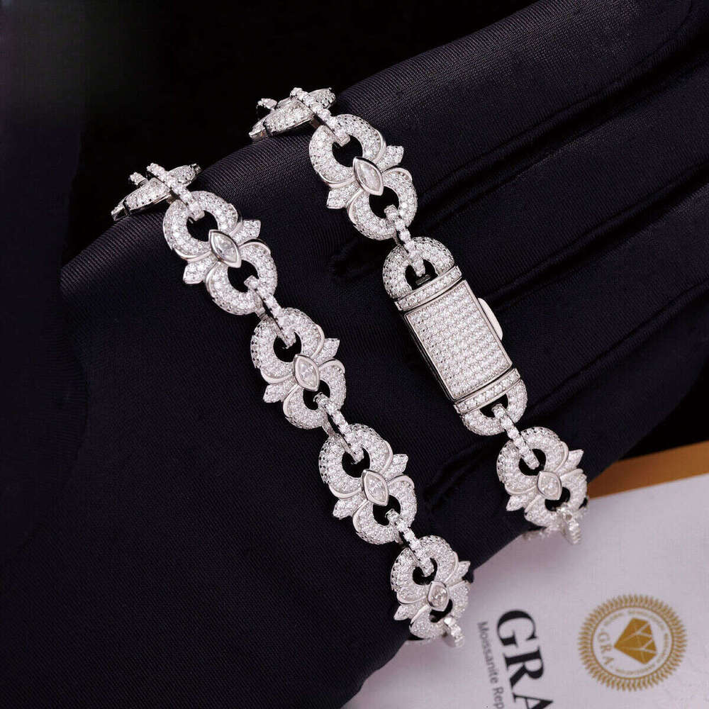 Fashion Style VVS Sterling Sier Dia Hip Hop Iced Out Moissanite Cuban Bracelet