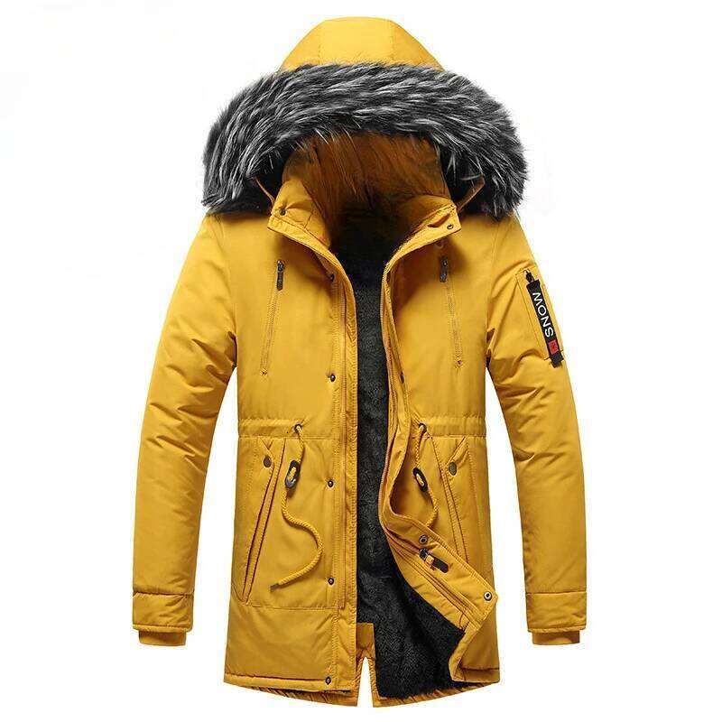Designer Clothing 2025 Winter Warm Cotton Windproof Casual Parkas Coat Men Fur Collar Thicken Outwear Detachable Hat Jacket Male Luxury Bag