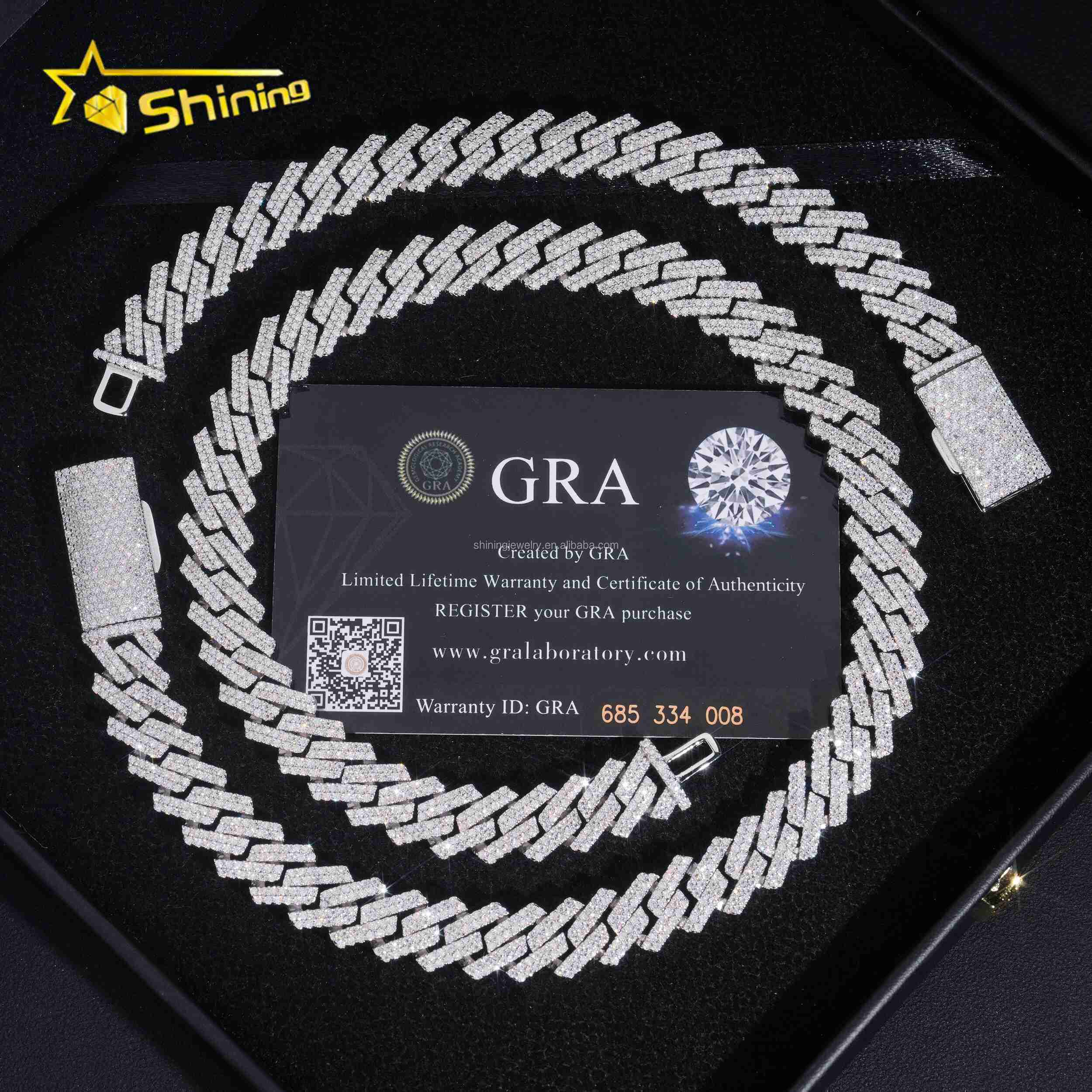 New Trendy Fashion Rapper Jewelry GRA Certificate 12mm Two Rows Iced Out Moissanite Diamond S925 Sterling Silver Miami Cuban