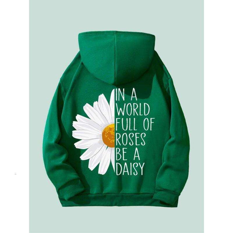 Women's Floal Lette Pint Dop Shoulde Hoodie, Fashion Casual Dawsting Pocket Hooded Sweatshit Daily Holiday Outdoo Wea, Ladies Clothes fo Fall &