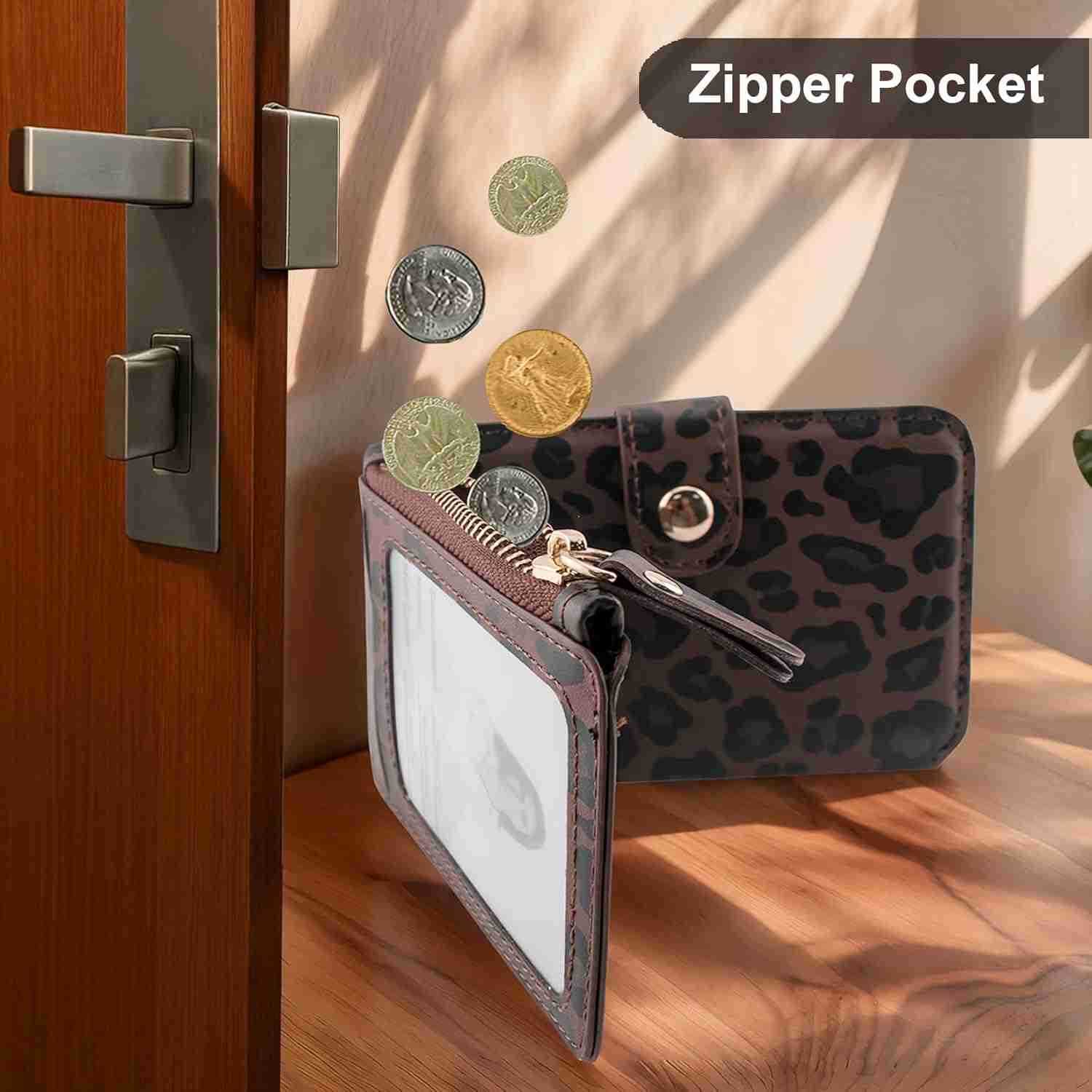Keychain wallet Rfid Blocking CARD Holder Leather Zipper Card Case for WomenZ250911
