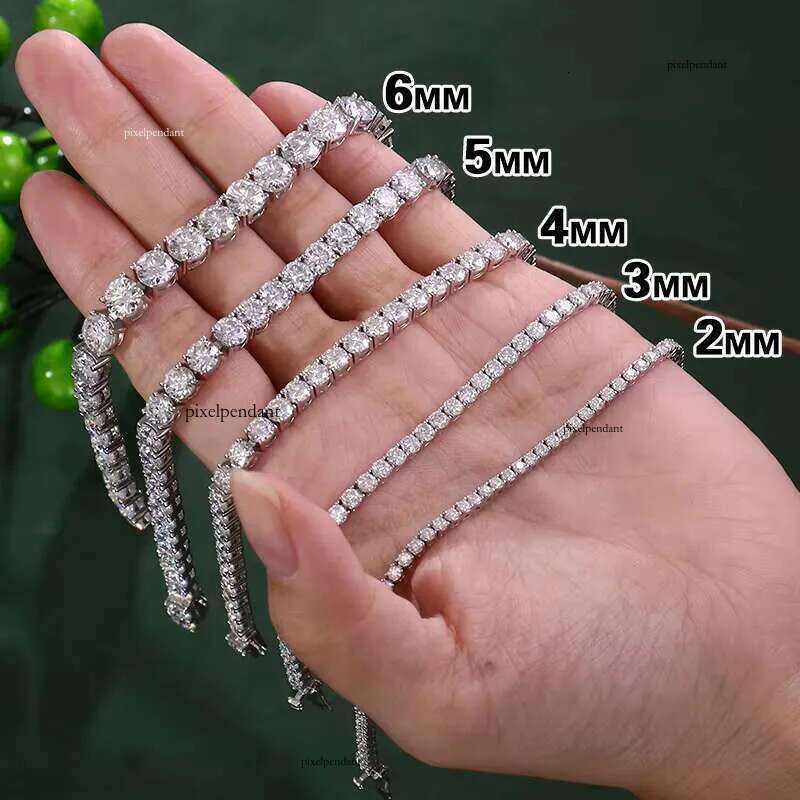 QIANAO Jewelry 6mm Wide Sterling Sier Hip Hop Dia Chaine Pour Femme Moissanite Gemstone Tennis Chain for Women