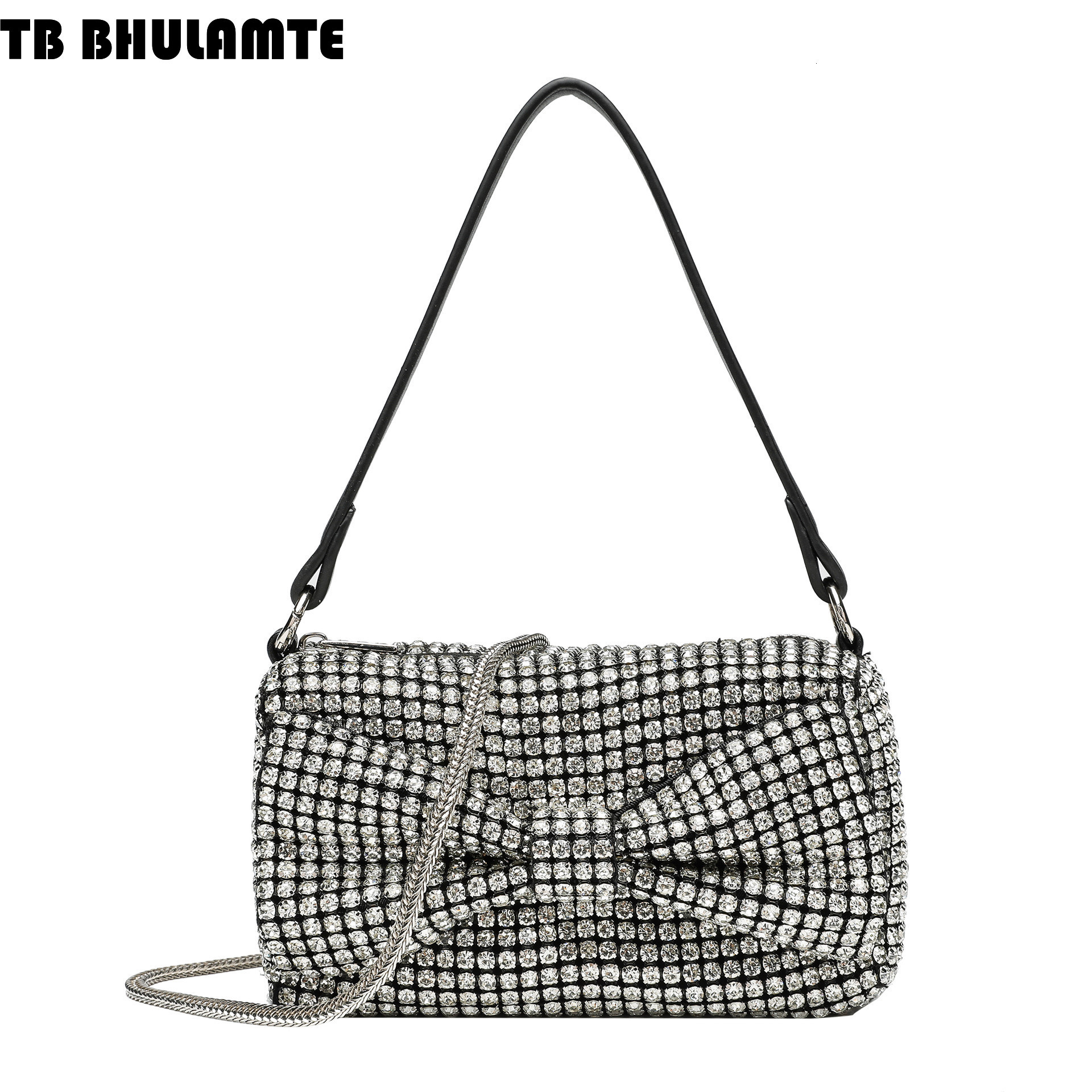 Free Shipping Designer Bag 2025 New Classic Small Square Bag Bowknot Evening Handbag Rhinestone Luxury Bag Clutch Shoulder Bag Full Rhinestone Banquet