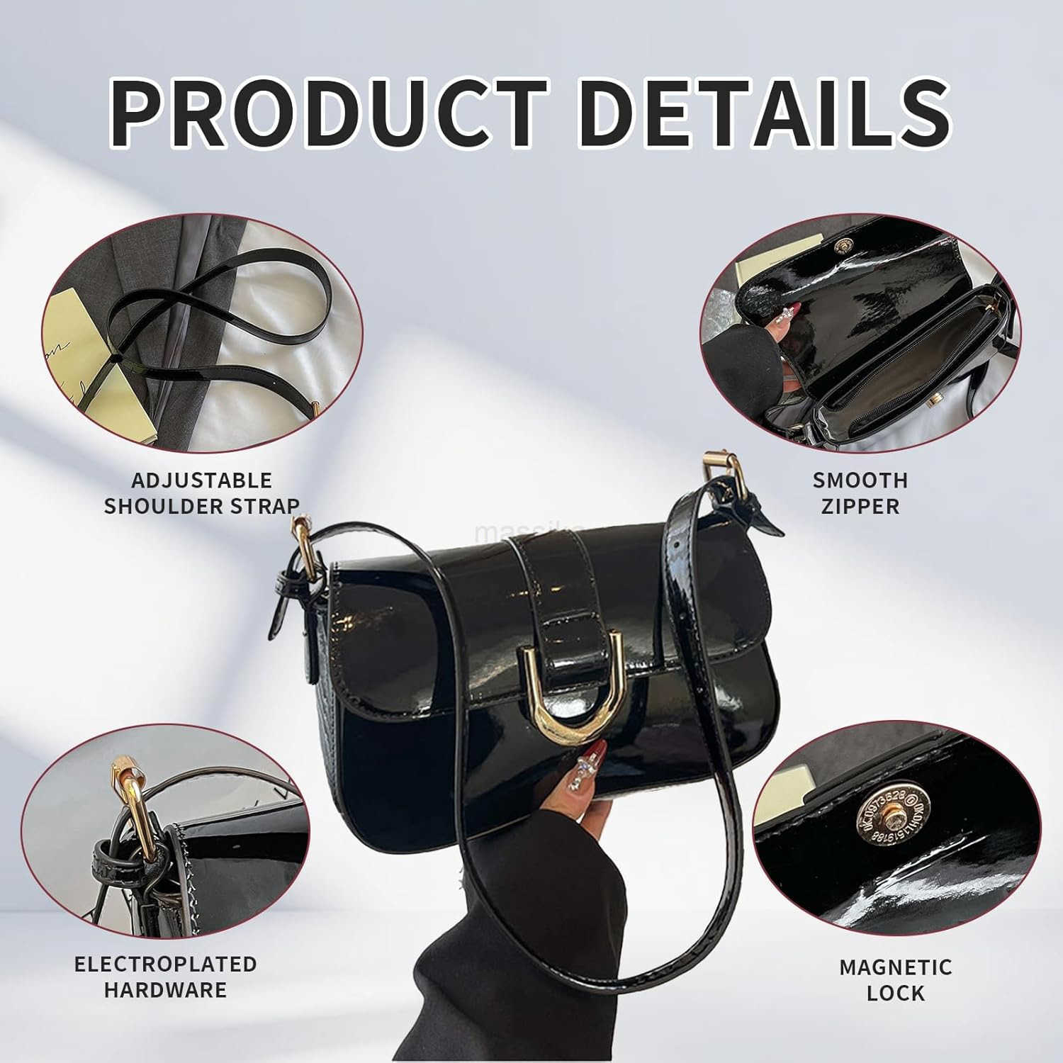 Small Shoulder BagY2K Purse for Women PU Leather Tote Handbag Clutch Purse with 2 Removable Straps Crossbody Bags M250909