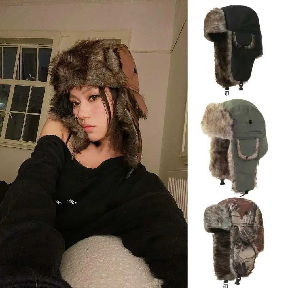 Furry Faux Fur Hats For Women Men Winter Ushanka Hat Trper Trooper Earfl C Russian Bomber C Waterproof Ski HatXJ250910