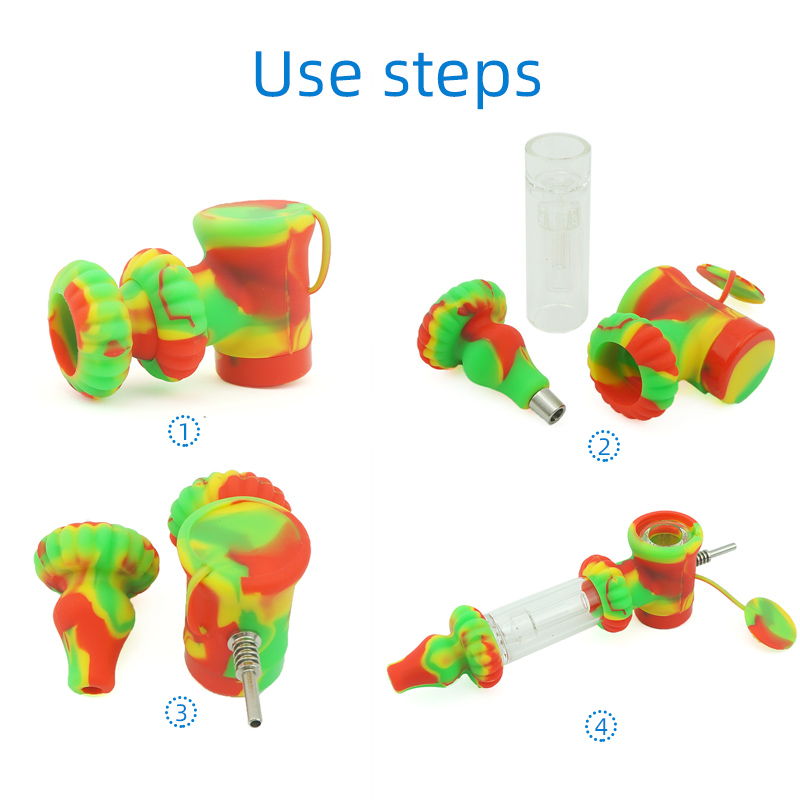 Silicone Smoking nectar collector pipes Colorful Silicone Pipe For Tobacco Dry Herb Spoon Galss water Tobacco Pipes With Holes Glass Bowl Smoking Acce