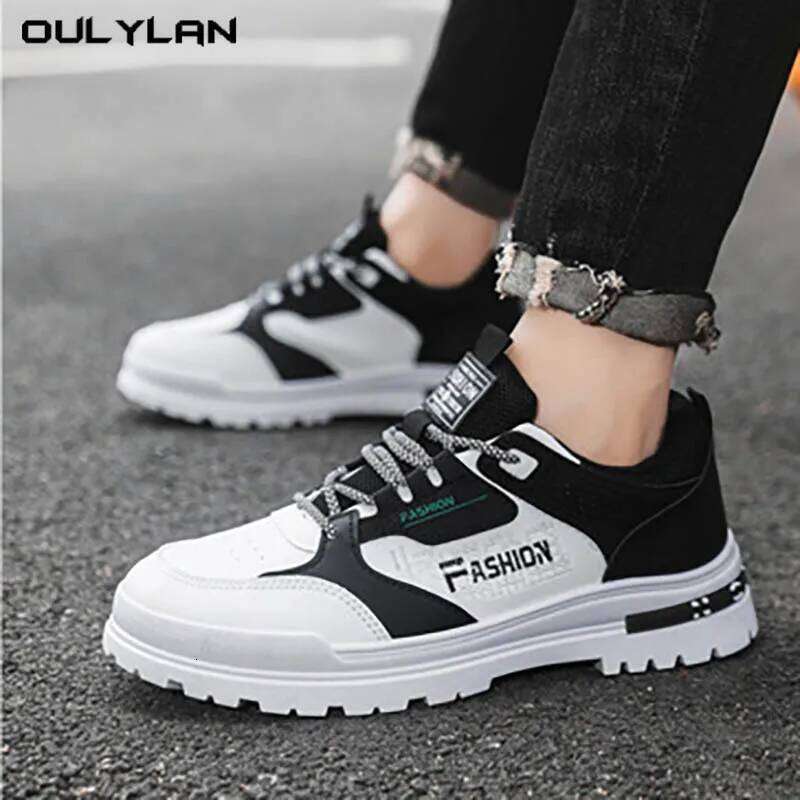2025 Summer Men's Shoes Sports Sneakers Casual Board Shoes Breathable Leather Thick-sol ed Walki ng Shoes