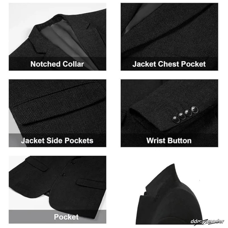 Retro Tweed Mens Suit Jackets Herringbone Slim Fit Sport Coats Blazer Prom Business Casual Men Tux Jacket Wedding Blazers 250603