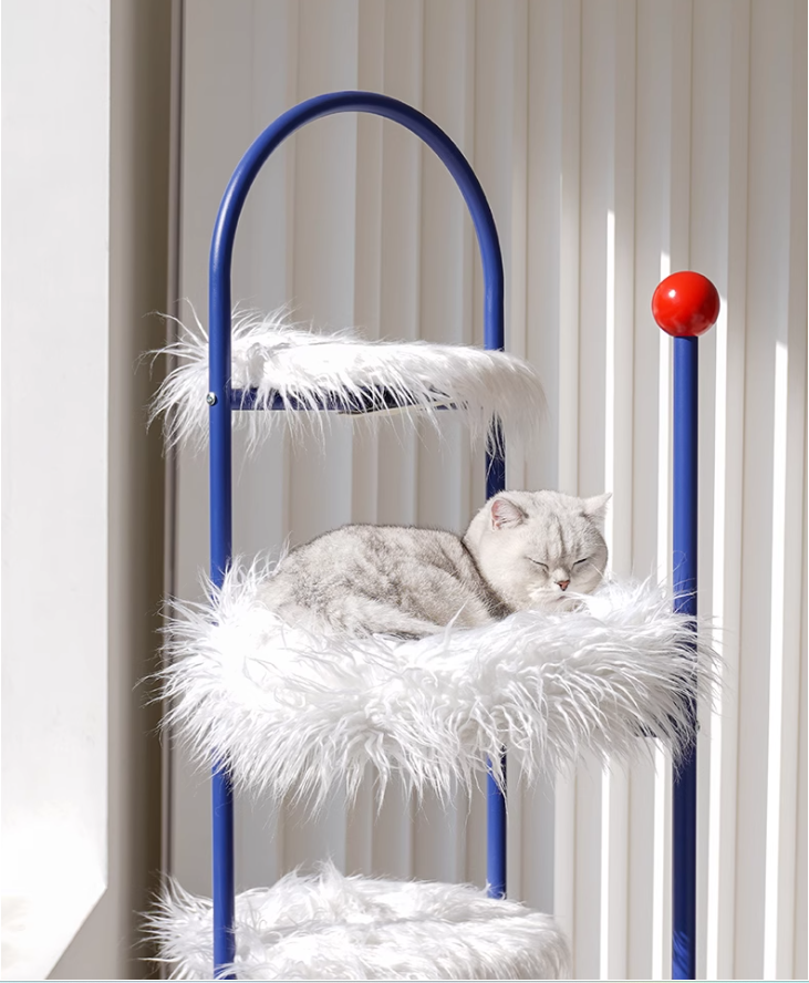 All-In-One Cat Playset Elevated Pet Platform Combining Comfortable Bedding & Exploration