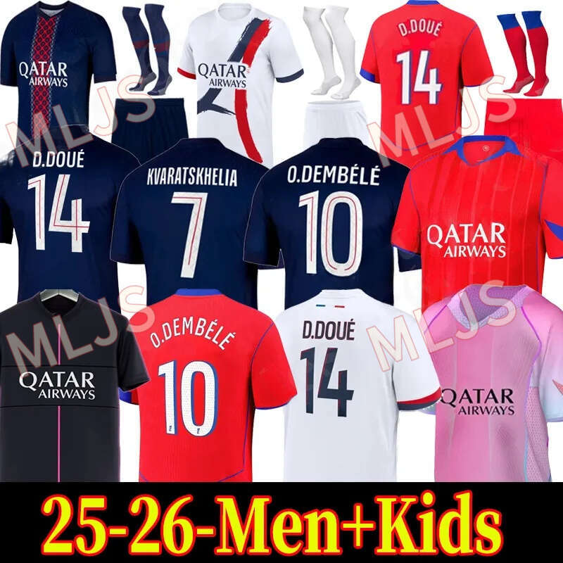 2025 2026 maillot de foot Kvaratskhelia soccer jerseys 4th JOAO NEVES HAKIMI football shirt 25 26 hommes BARCOLA Zaire-Emery O.Dembele PARIS Fourth ES Kits PSGES