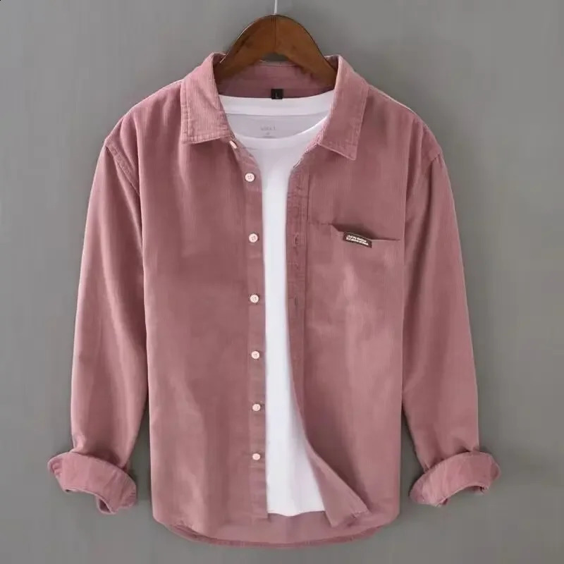 American Style Vintage Corduroy Shirt Mens Autumn Winter Long Sleeve Loose Fit Casual Trendy Flannel Jacket For Men 250910