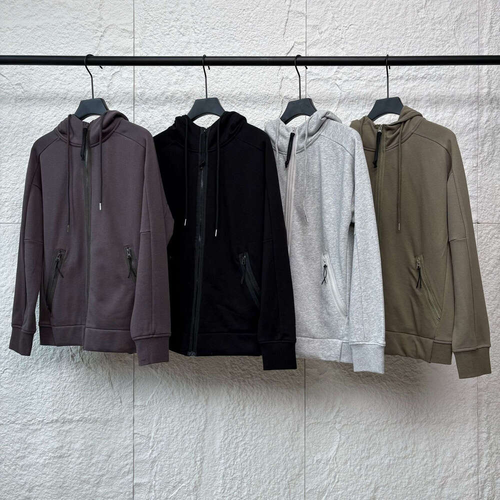 Men's Solid Color Cardigan Jacket Hooded Korean Style Youth Thickened Casual Sweatshirt B3