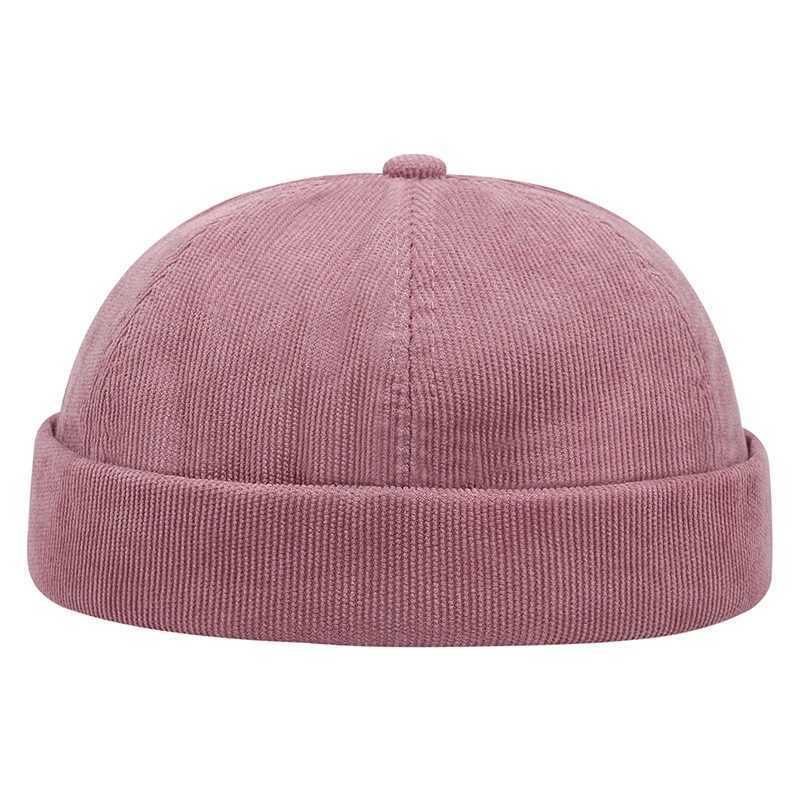 2024 New Fashion Casual Solid Color Corduroy Minimalist Solid Color Unisex Brimss Hat Autumn and Winter Windproof Beanie G250910