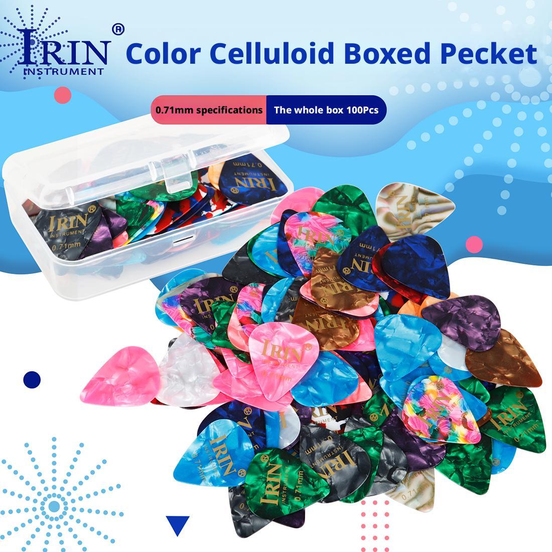 Professional 0.71mm Celluloid Picks for Guitar by IRIN - 100-Pcs Bulk Pack Standard Plectrum