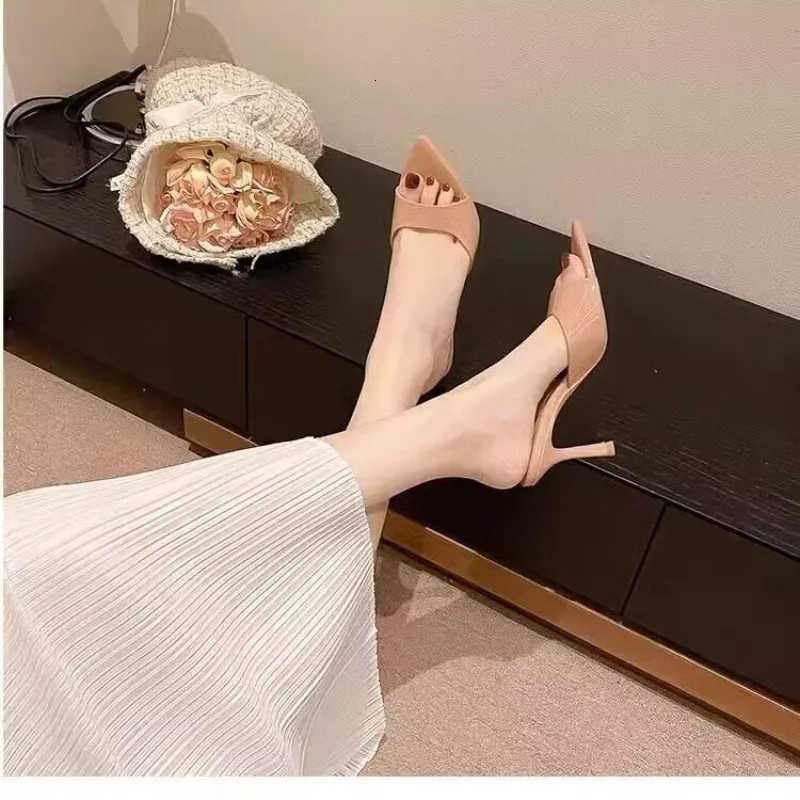 Summer New Popular Solid Color All Match Fine Heels Comfortable Womens Shoes Fashionable Pointy Open Toe Sexy High Heel Slipper W250910