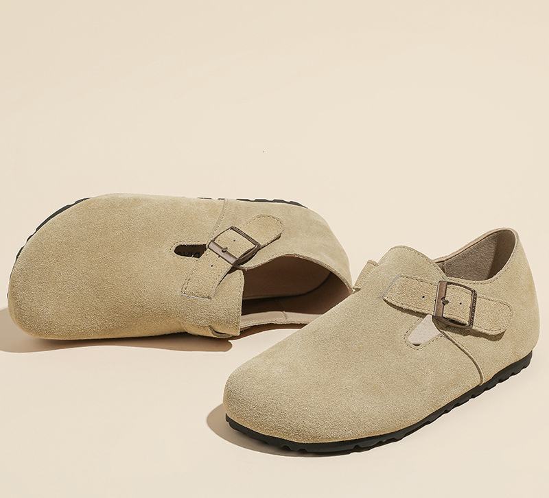 Designer shoes thick soled women's shoes new genuine leather lazy half slippers big toe shoes retro women's soft soled shoes
