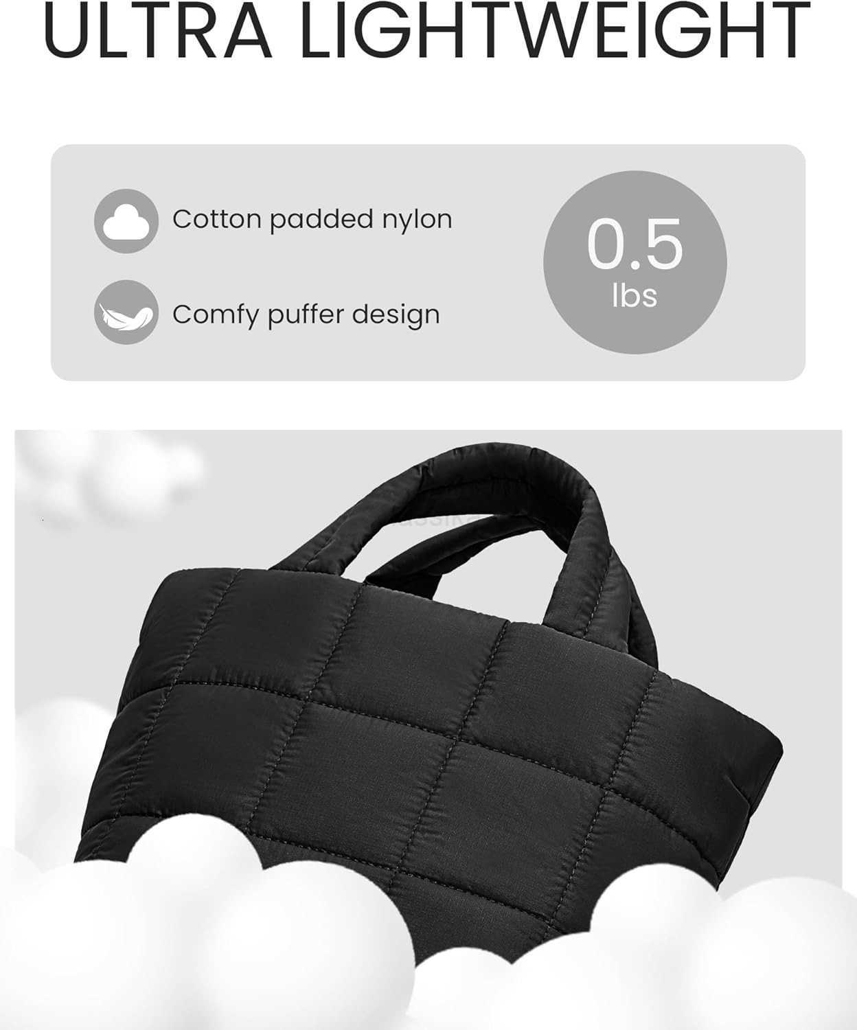 Mini Puffer Tote Bag Quilted Nylon Tote Purse Lightweight Puffy Shoulder Bag Soft Hobo Handbag for Work Travel M250910